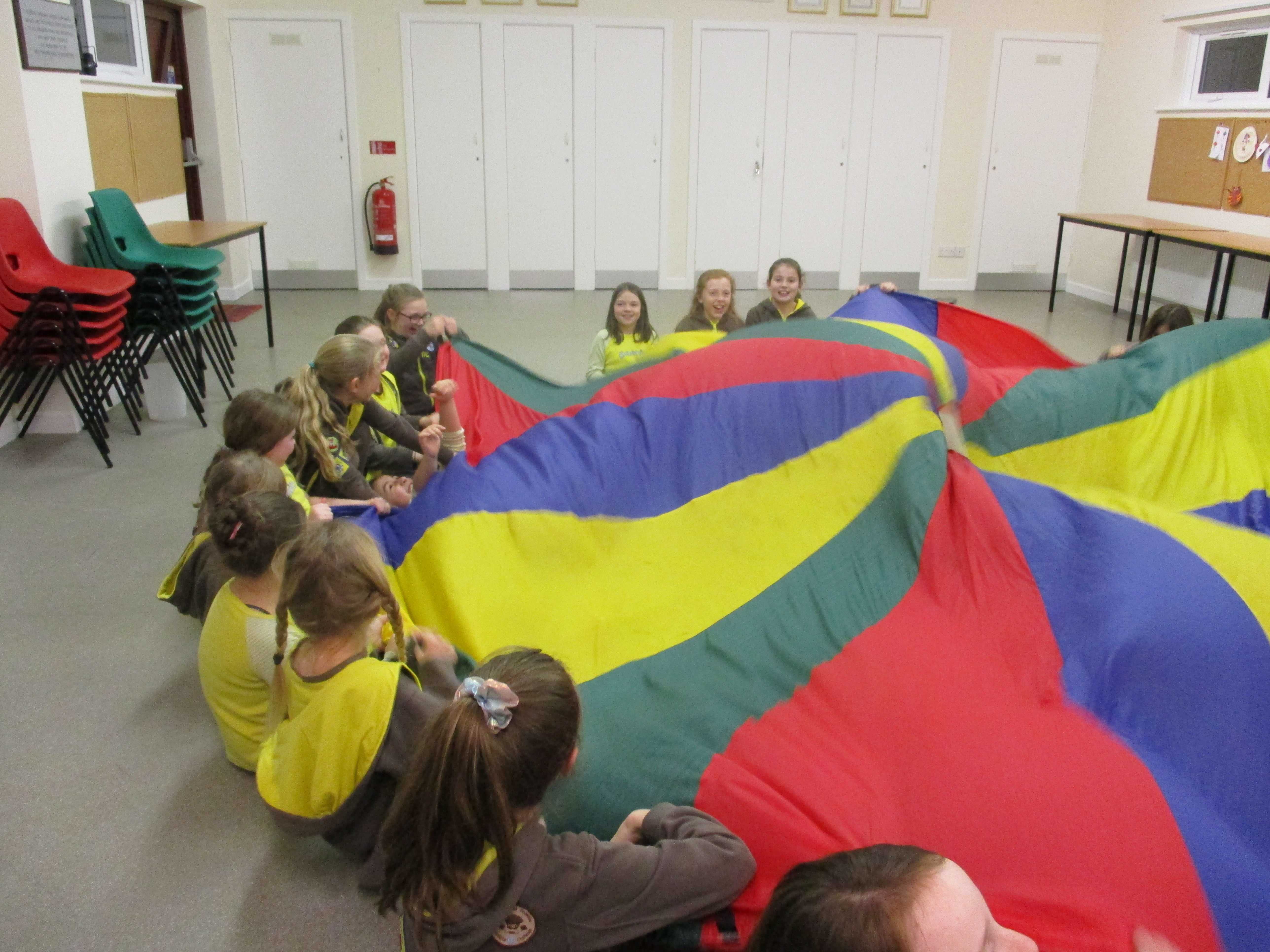 Brownies playing parachute games